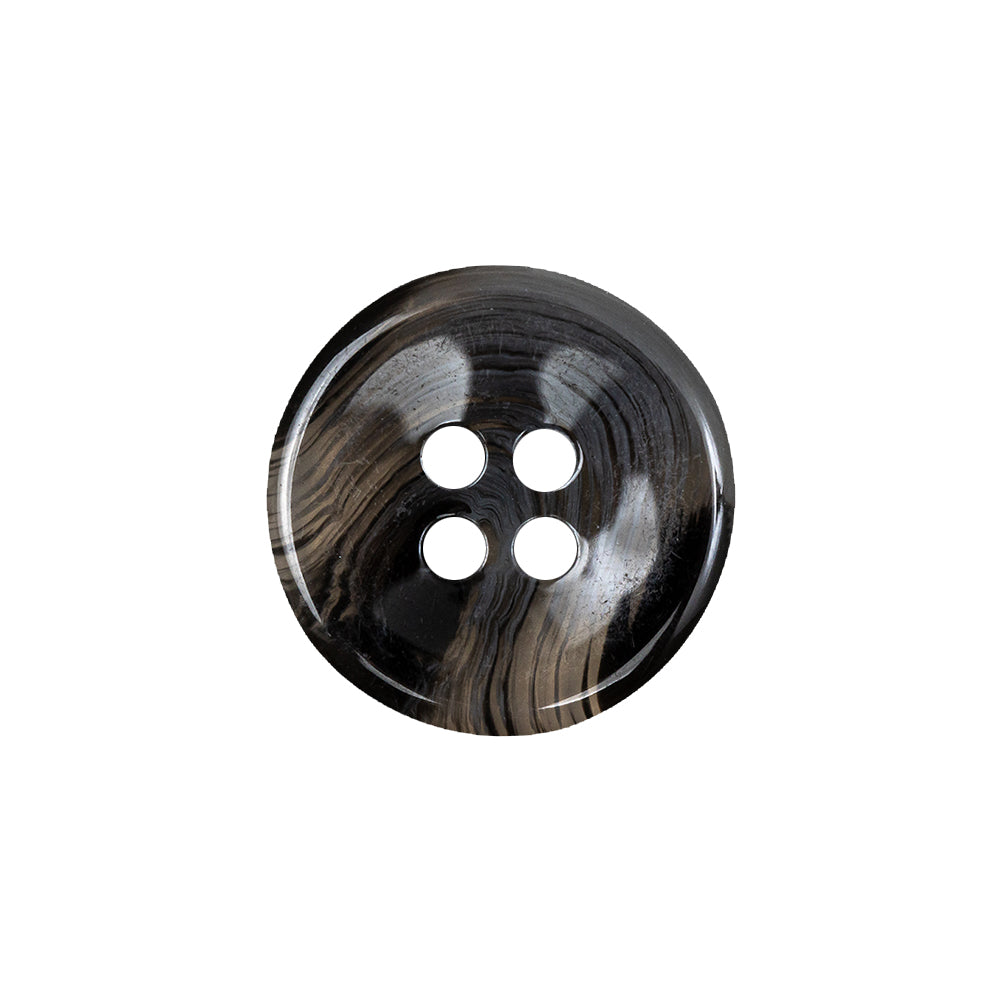 Translucent Smoke, Gray and Black 4-Hole Swirl Saucer Button - 32L/20mm Translucent Smoke, Gray and Black 4-Hole Swirl Saucer Button - 32L/20mm
