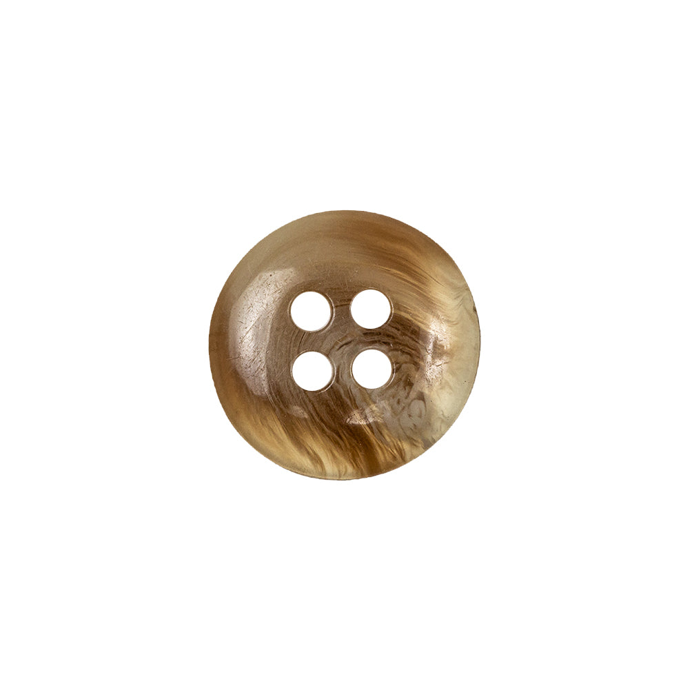 Chestnut and Beige Swirl Translucent 4-Hole Low Convex Top Plastic Button - 24L/15mm Detail Chestnut and Beige Swirl Translucent 4-Hole Low Convex Top Plastic Button - 24L/15mm Detail