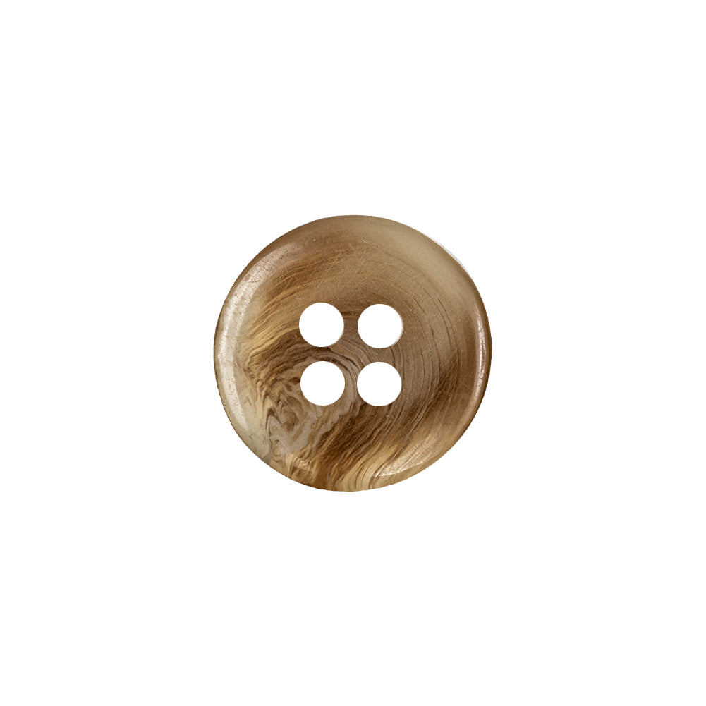 Chestnut and Beige Swirl Translucent 4-Hole Low Convex Top Plastic Button - 24L/15mm Chestnut and Beige Swirl Translucent 4-Hole Low Convex Top Plastic Button - 24L/15mm