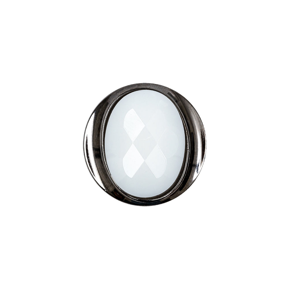 White and Gunmetal 2-Piece Faceted Shank Back Button - 30L/19mm White and Gunmetal 2-Piece Faceted Shank Back Button - 30L/19mm