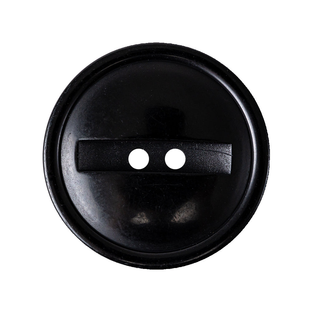 Carbon Black 2-Hole Channel Style Plastic Button - 44L/28mm Carbon Black 2-Hole Channel Style Plastic Button - 44L/28mm
