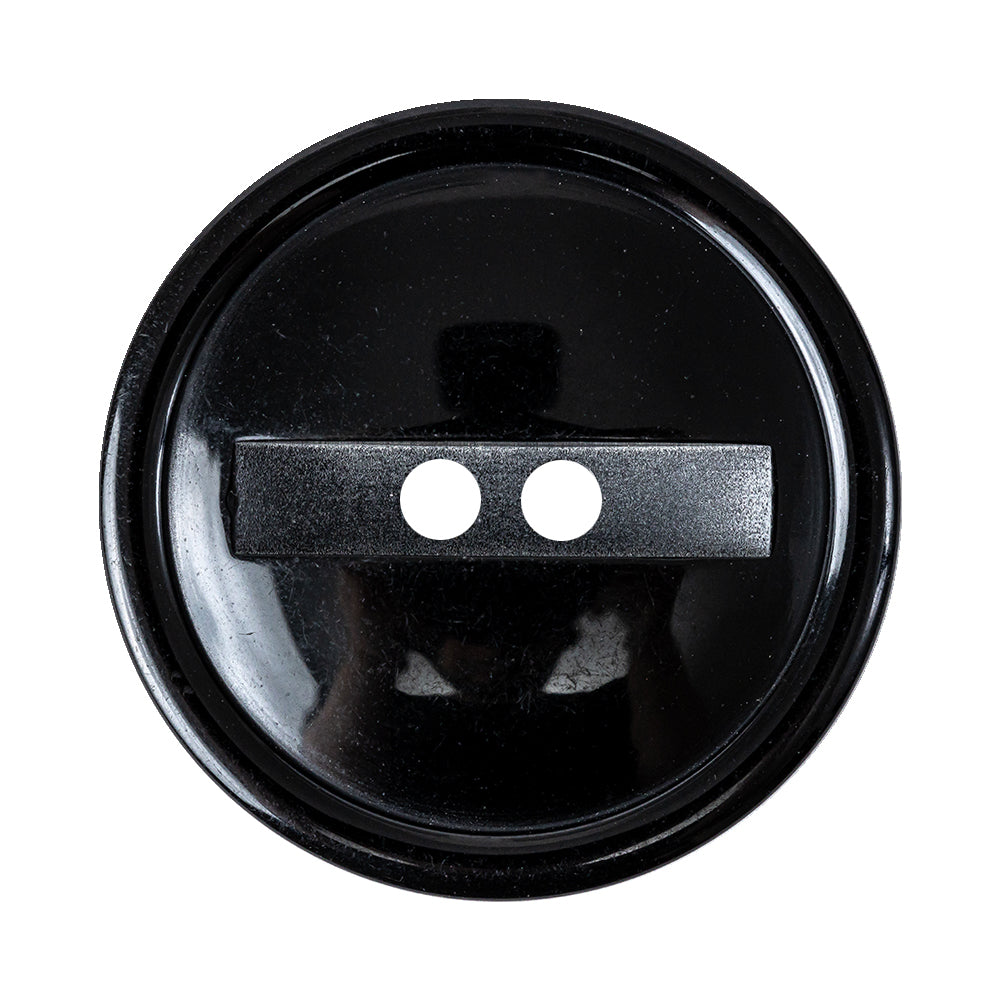 Carbon Black 2-Hole Channel Style Plastic Button - 54L/34mm Carbon Black 2-Hole Channel Style Plastic Button - 54L/34mm