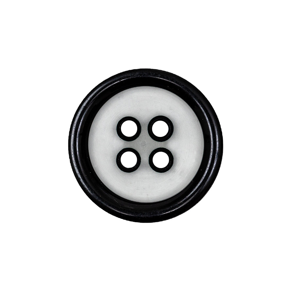 Black and Translucent Rounded Rim 4-Hole Plastic Button - 36L/23mm Black and Translucent Rounded Rim 4-Hole Plastic Button - 36L/23mm