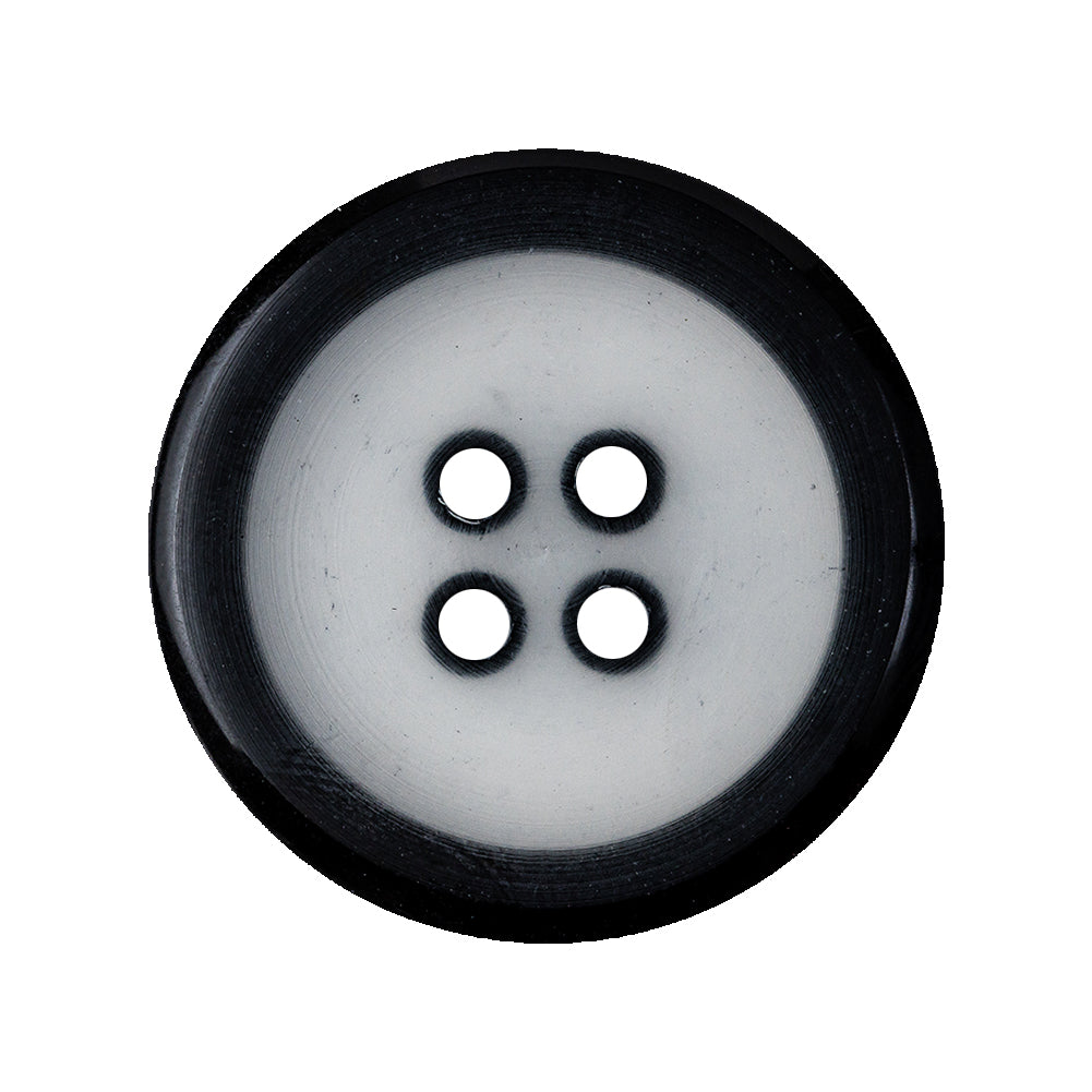 Black and Translucent Rounded Rim 4-Hole Plastic Button - 44L/28mm Detail Black and Translucent Rounded Rim 4-Hole Plastic Button - 44L/28mm Detail