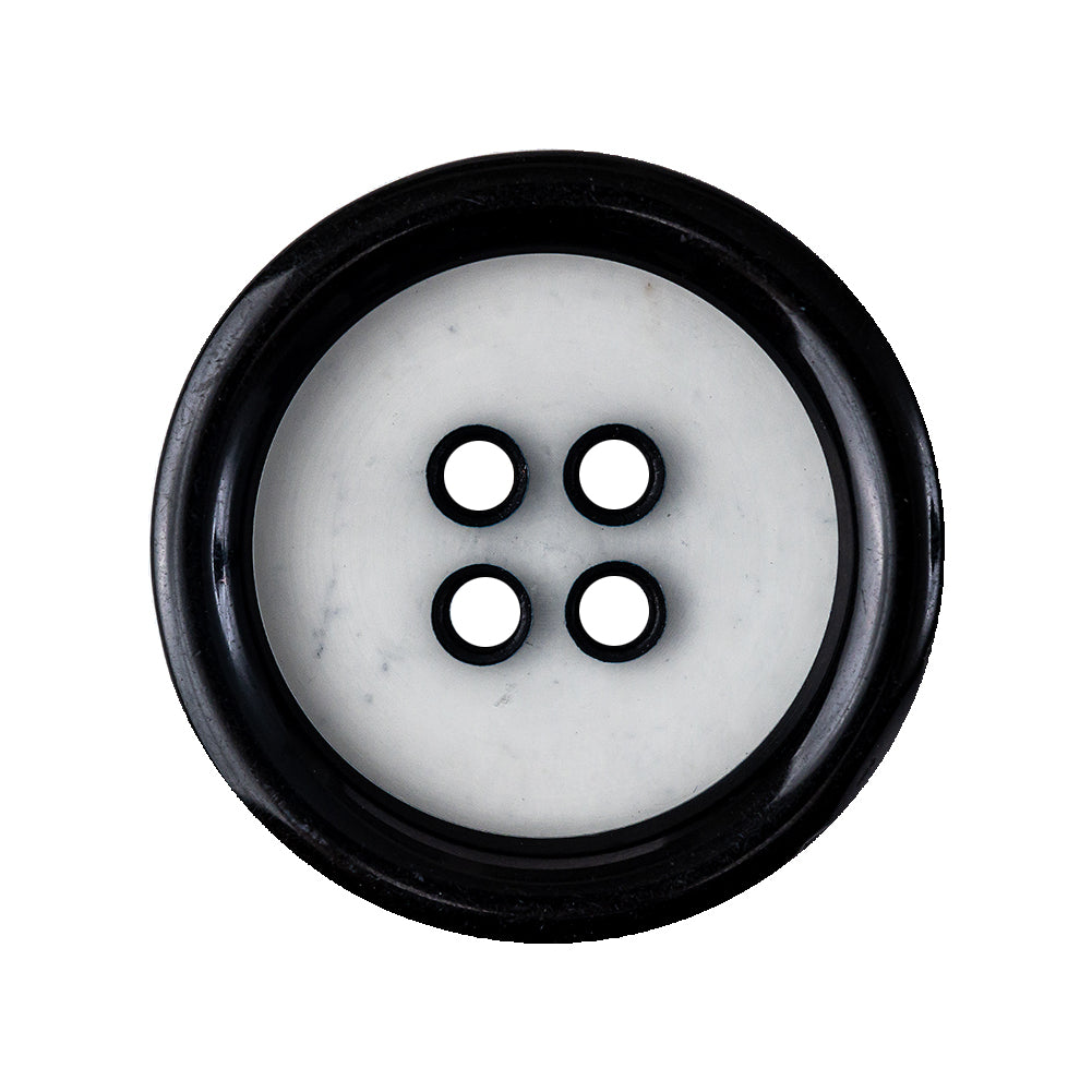 Black and Translucent Rounded Rim 4-Hole Plastic Button - 44L/28mm Black and Translucent Rounded Rim 4-Hole Plastic Button - 44L/28mm