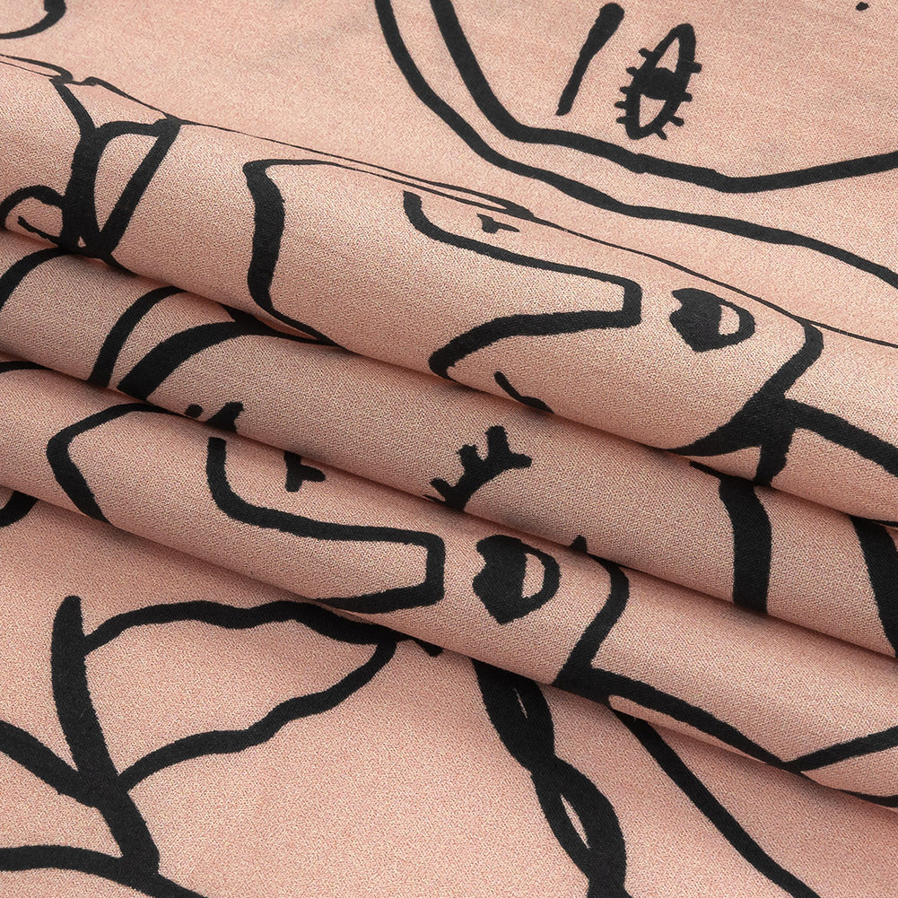Cotton Poplin - Light Pink Linework Faces - Un dia en Andorra Print - Mood Exclusive Felipe Collection Folded Cotton Poplin - Light Pink Linework Faces - Un dia en Andorra Print - Mood Exclusive Felipe Collection Folded
