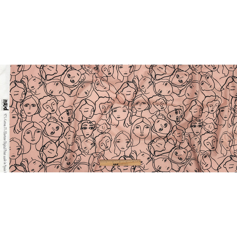 Cotton Poplin - Light Pink Linework Faces - Un dia en Andorra Print - Mood Exclusive Felipe Collection Full Cotton Poplin - Light Pink Linework Faces - Un dia en Andorra Print - Mood Exclusive Felipe Collection Full