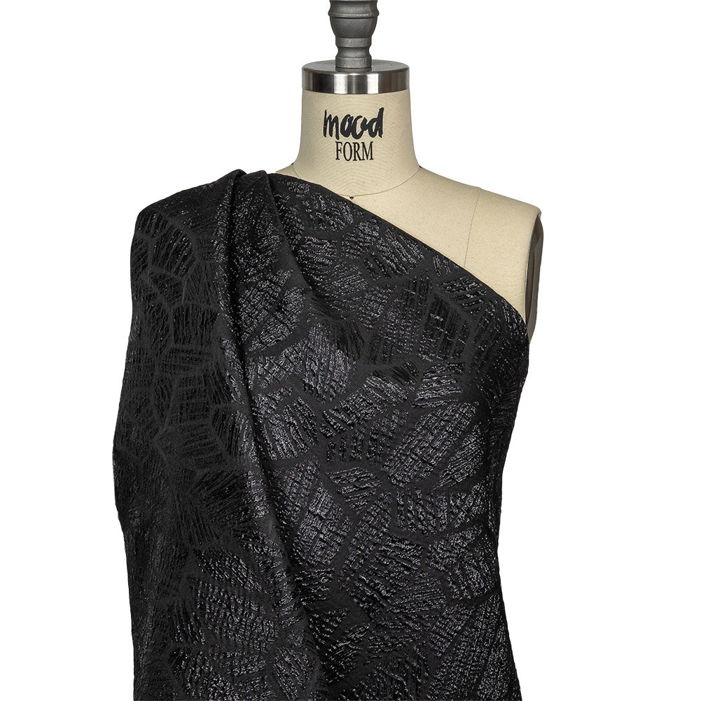 Metallic Black Abstract Hatching Luxury Brocade Drape Metallic Black Abstract Hatching Luxury Brocade Drape