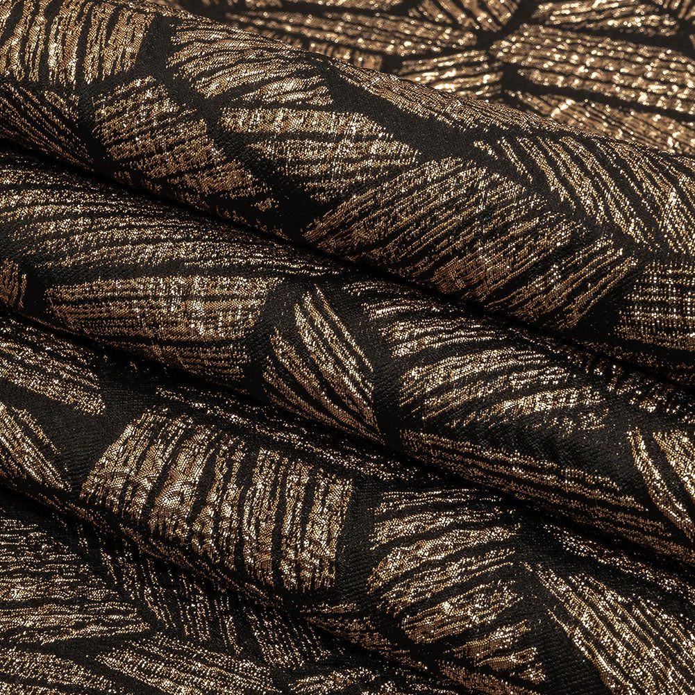 Metallic Gold and Black Abstract Hatching Luxury Brocade Folded Metallic Gold and Black Abstract Hatching Luxury Brocade Folded