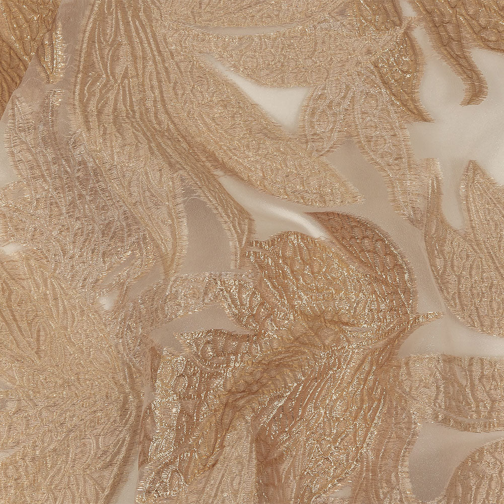 Metallic Gold and Beige Leafy Luxury Burnout Brocade Metallic Gold and Beige Leafy Luxury Burnout Brocade