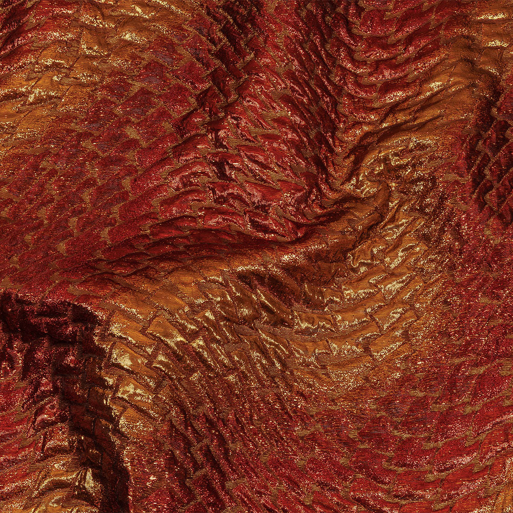 Metallic Copper, Scarlet and Wine Abstract Mosaic Luxury Brocade Metallic Copper, Scarlet and Wine Abstract Mosaic Luxury Brocade
