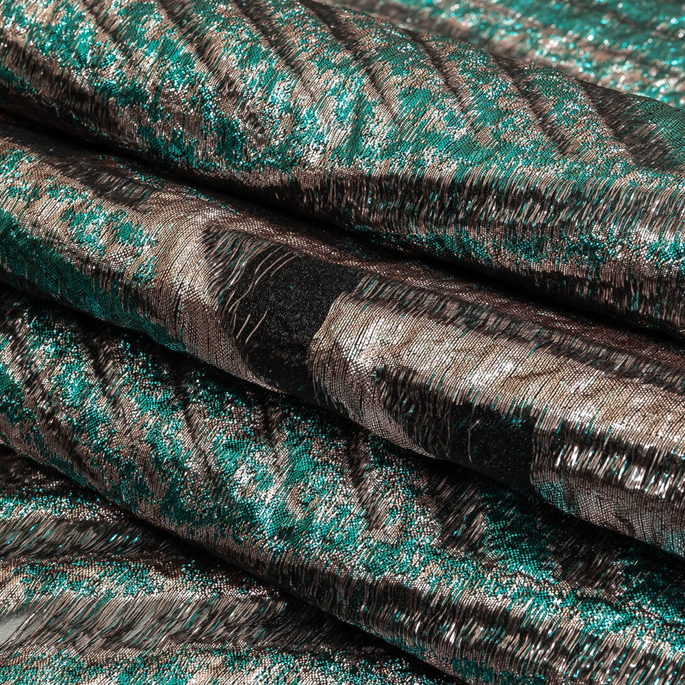 Metallic Teal and Pale Pink Abstract Sheer Luxury Burnout Brocade Folded Metallic Teal and Pale Pink Abstract Sheer Luxury Burnout Brocade Folded