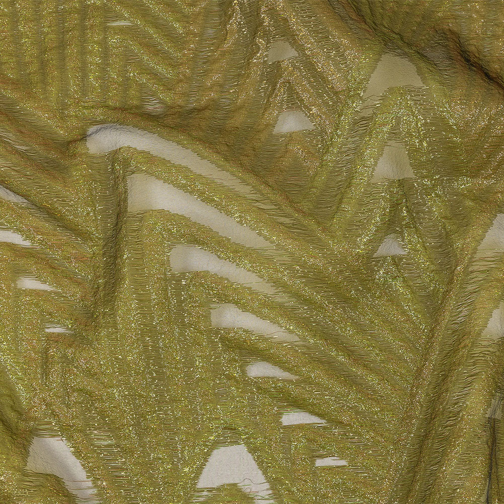 Metallic Olive and Gold Abstract Sheer Luxury Burnout Brocade Metallic Olive and Gold Abstract Sheer Luxury Burnout Brocade