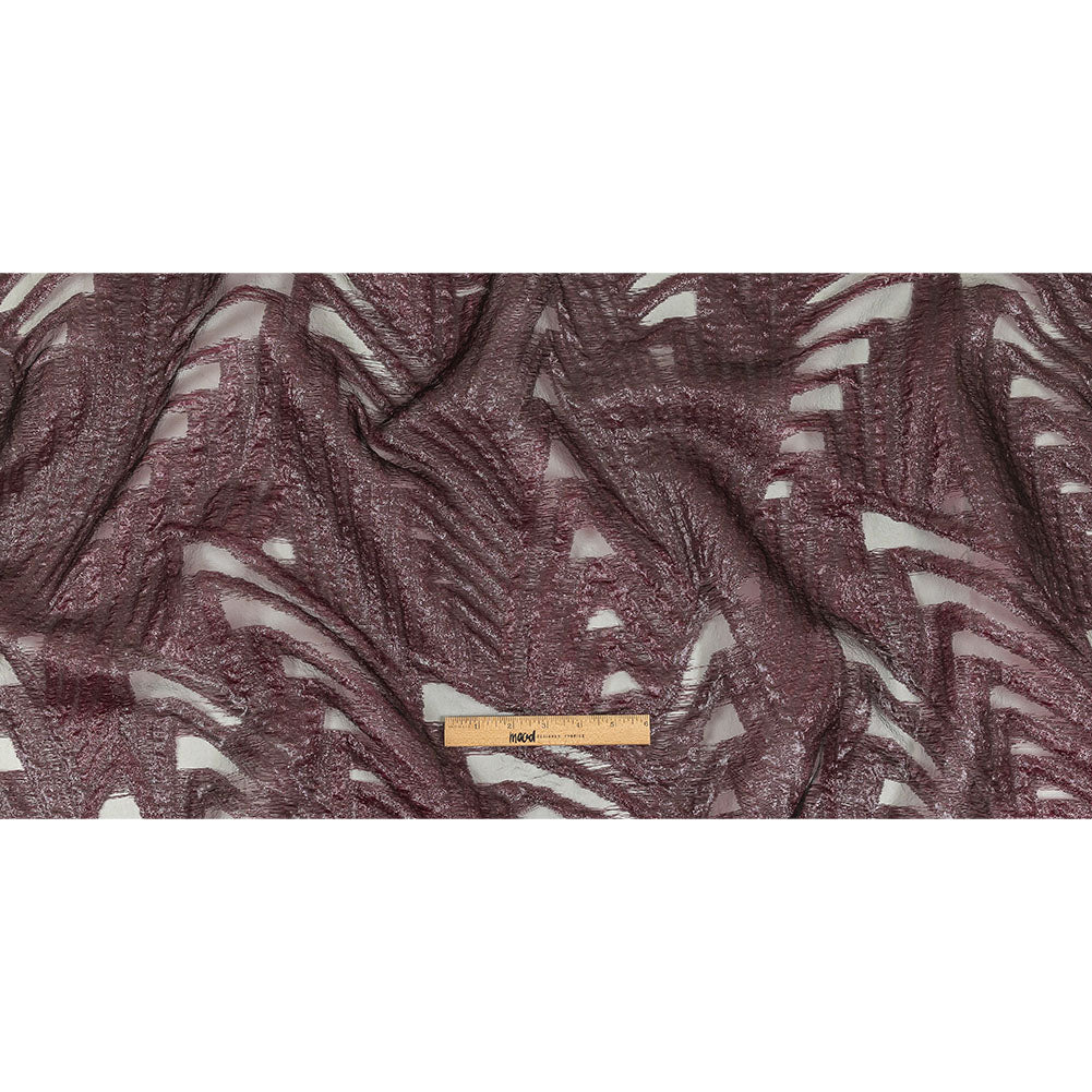 Metallic Black and Burgundy Abstract Sheer Luxury Burnout Brocade Full Metallic Black and Burgundy Abstract Sheer Luxury Burnout Brocade Full