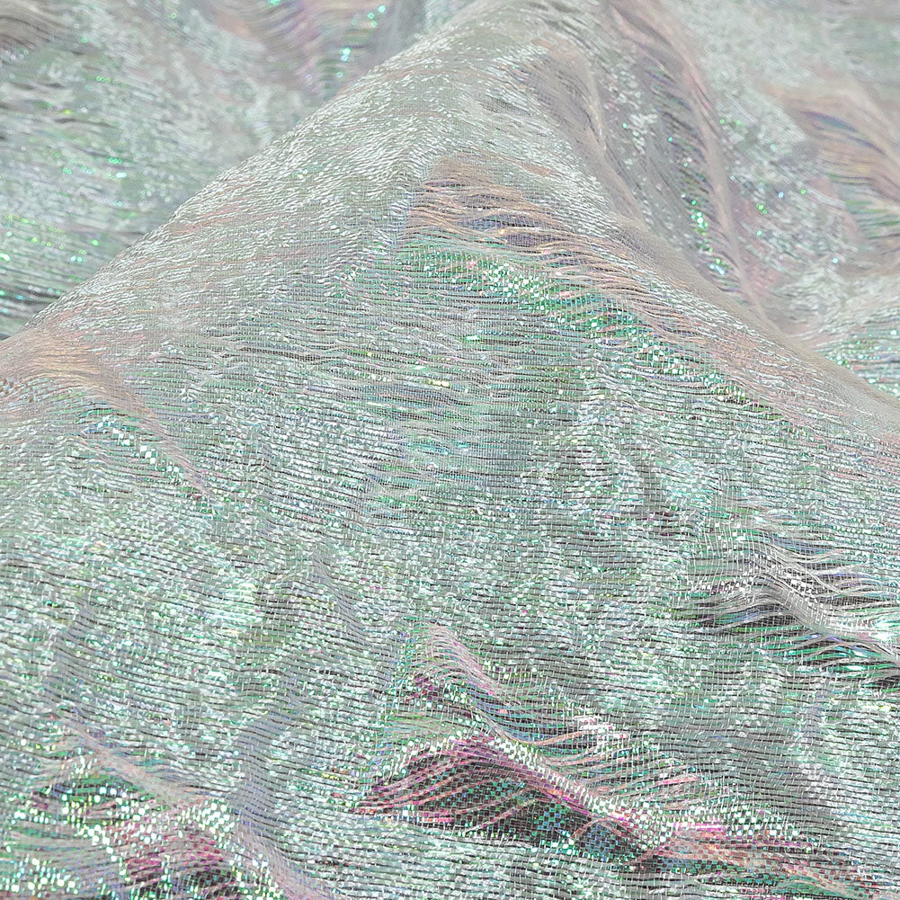 Metallic Iridescent White Shattered Glass Luxury Burnout Brocade Detail Metallic Iridescent White Shattered Glass Luxury Burnout Brocade Detail