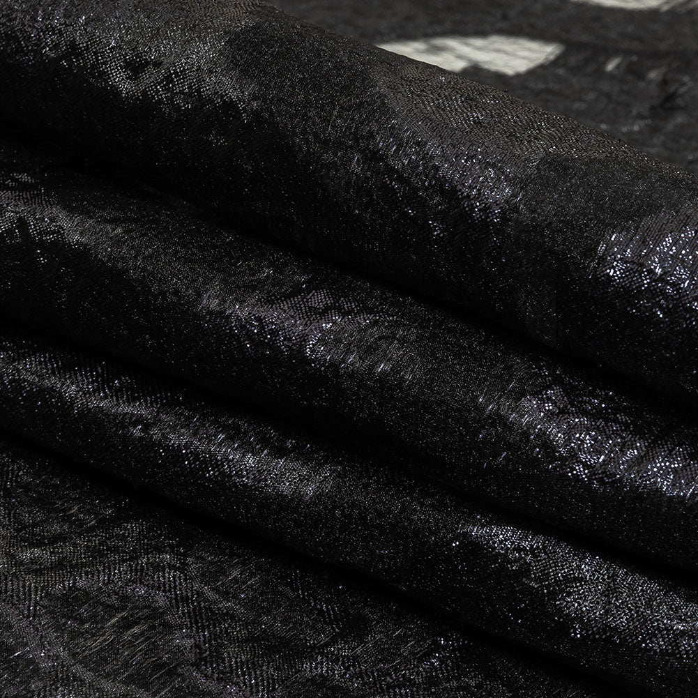 Metallic Navy and Black Abstract Luxury Burnout Brocade Folded Metallic Navy and Black Abstract Luxury Burnout Brocade Folded