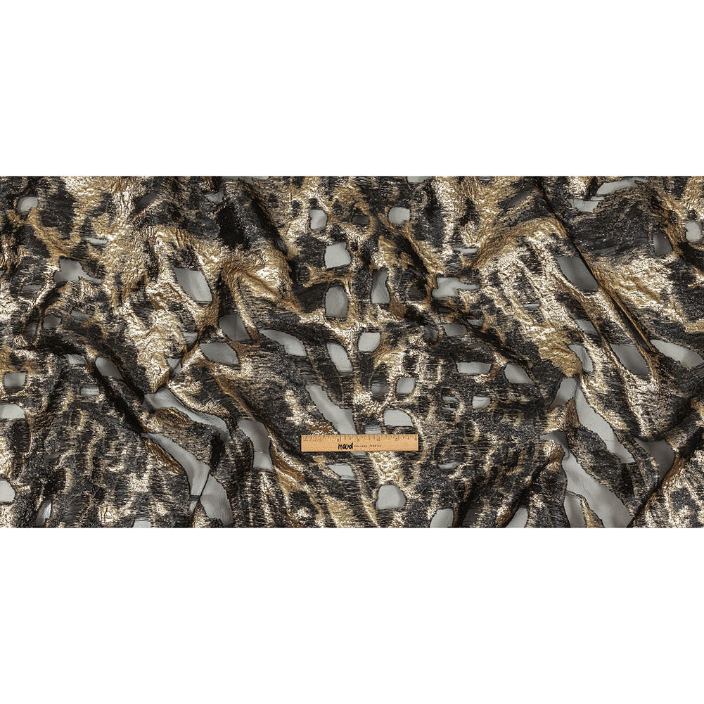 Metallic Gold and Black Abstract Luxury Burnout Brocade Full Metallic Gold and Black Abstract Luxury Burnout Brocade Full