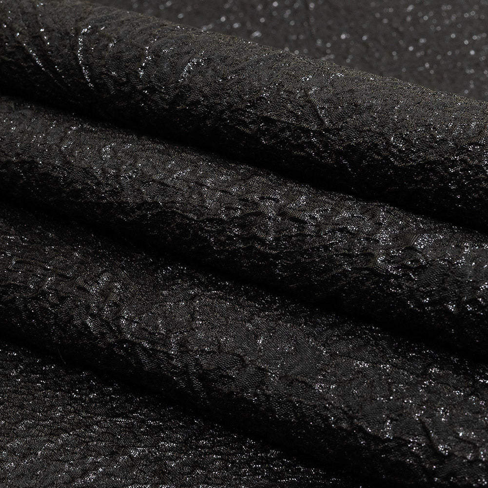 Metallic Black Fanning Leaf Veins Luxury Brocade Folded Metallic Black Fanning Leaf Veins Luxury Brocade Folded
