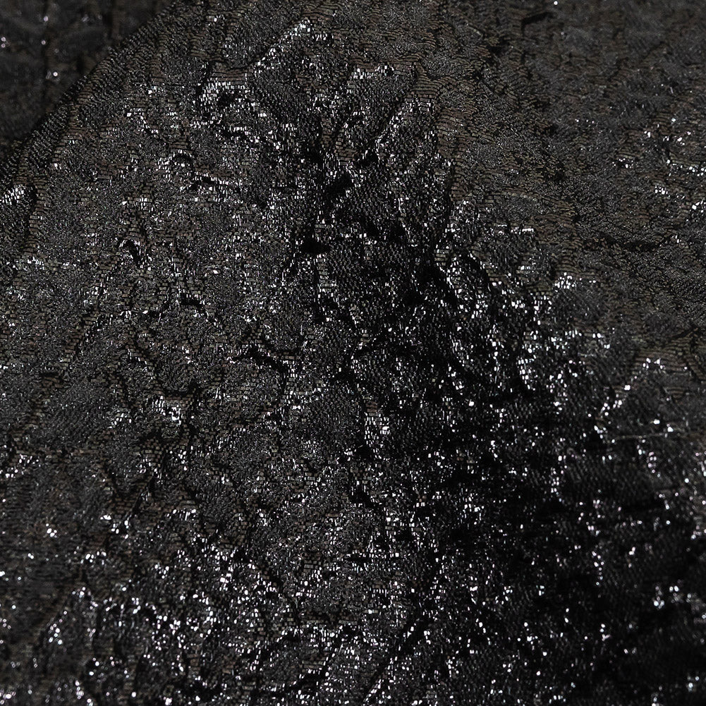 Metallic Black Fanning Leaf Veins Luxury Brocade Detail Metallic Black Fanning Leaf Veins Luxury Brocade Detail