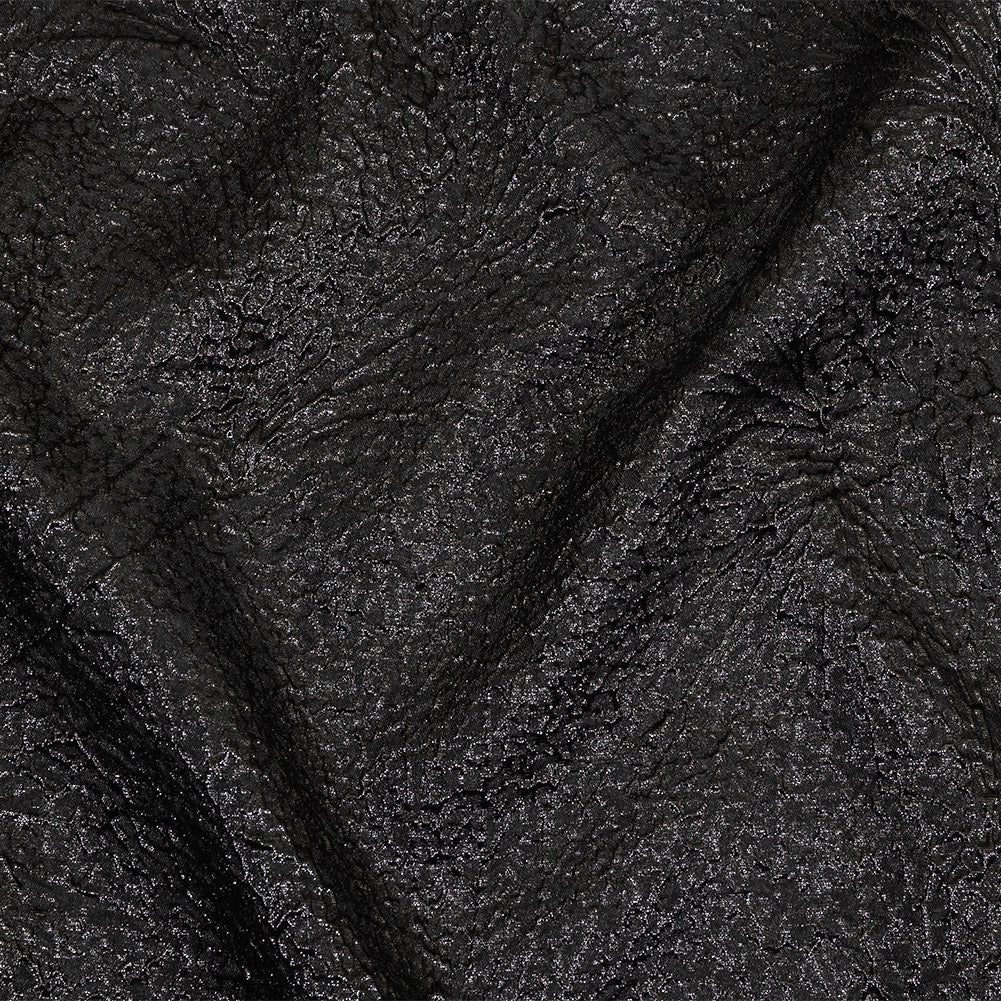 Metallic Black Fanning Leaf Veins Luxury Brocade Metallic Black Fanning Leaf Veins Luxury Brocade