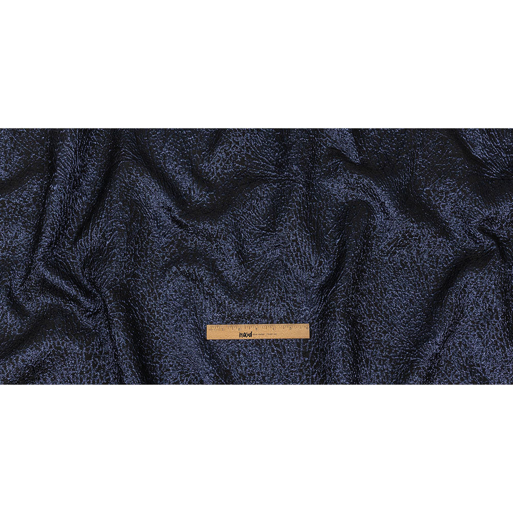 Metallic Navy and Black Fanning Leaf Veins Luxury Brocade Full Metallic Navy and Black Fanning Leaf Veins Luxury Brocade Full