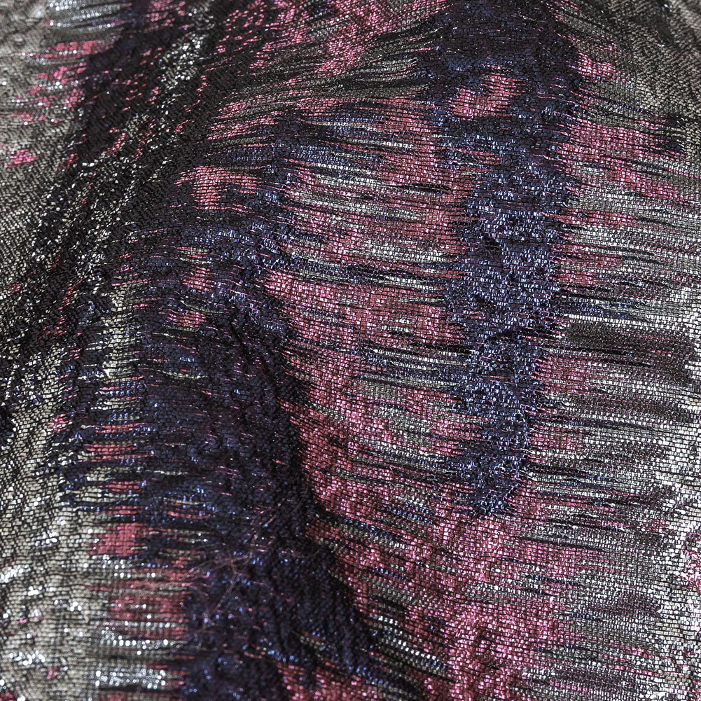 Metallic Aubergine, Silver and Rose Painterly Stripes Luxury Brocade Detail Metallic Aubergine, Silver and Rose Painterly Stripes Luxury Brocade Detail