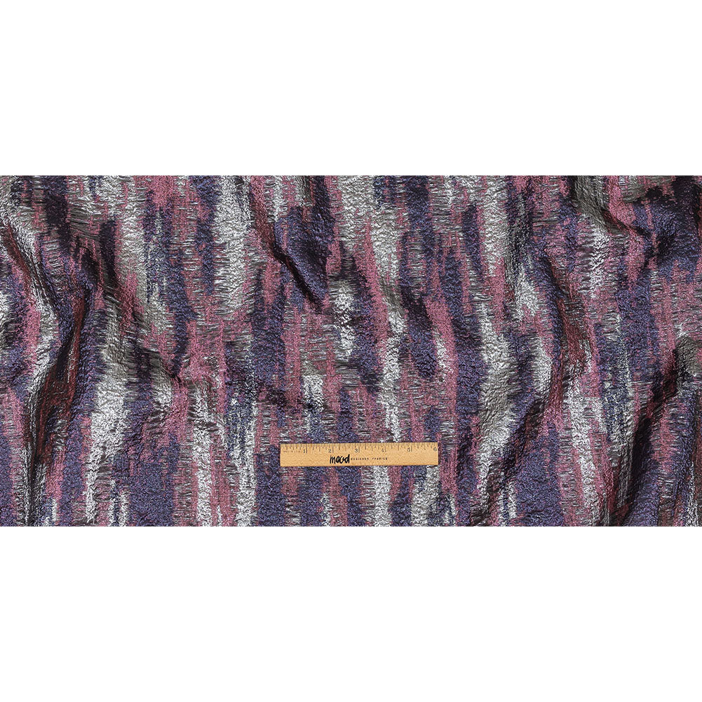 Metallic Aubergine, Silver and Rose Painterly Stripes Luxury Brocade Full Metallic Aubergine, Silver and Rose Painterly Stripes Luxury Brocade Full
