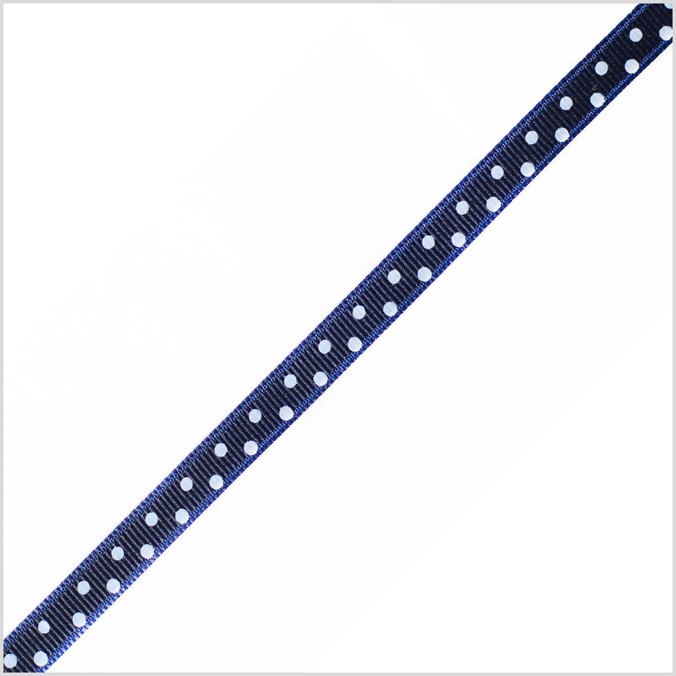 3/8" Navy Polka Dot Grosgrain Ribbon 3/8" Navy Polka Dot Grosgrain Ribbon
