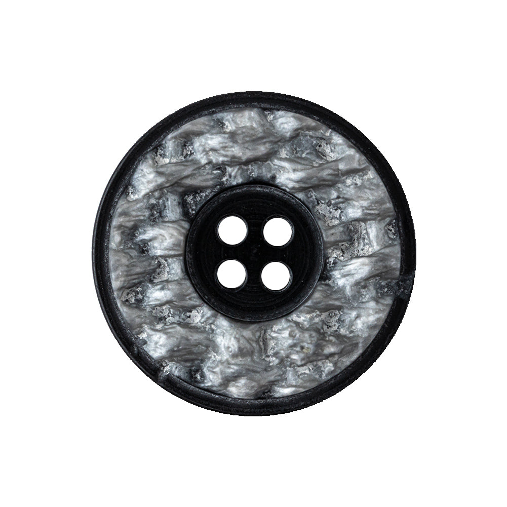 December Sky Silver and Jet Black 4-Hole Granite-Like Plastic Button - 40L/25.5mm December Sky Silver and Jet Black 4-Hole Granite-Like Plastic Button - 40L/25.5mm