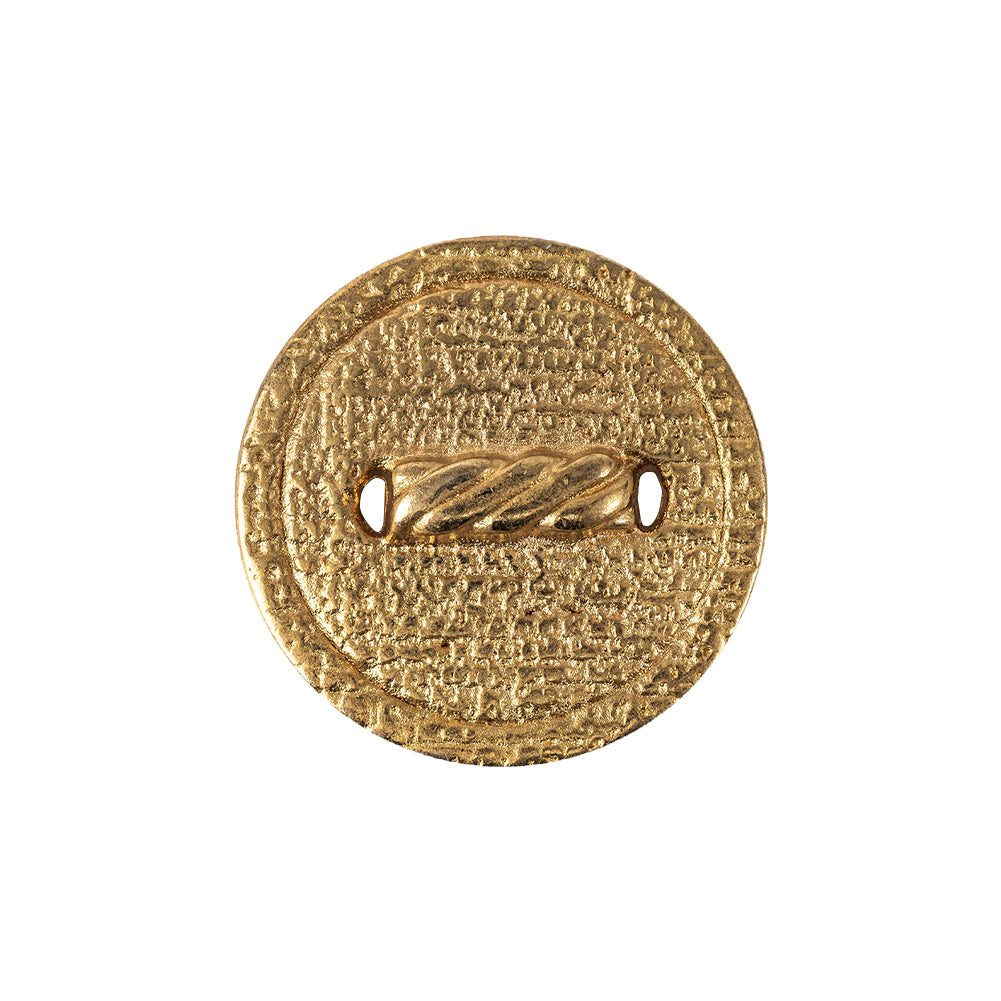 Italian Gold Faux Rope Textured Shank Back Metal Button - 36L/23mm Italian Gold Faux Rope Textured Shank Back Metal Button - 36L/23mm