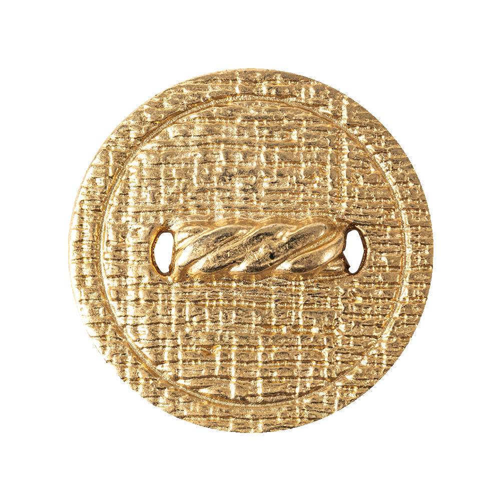 Italian Gold Faux Rope Textured Shank Back Metal Button - 44L/28mm Italian Gold Faux Rope Textured Shank Back Metal Button - 44L/28mm