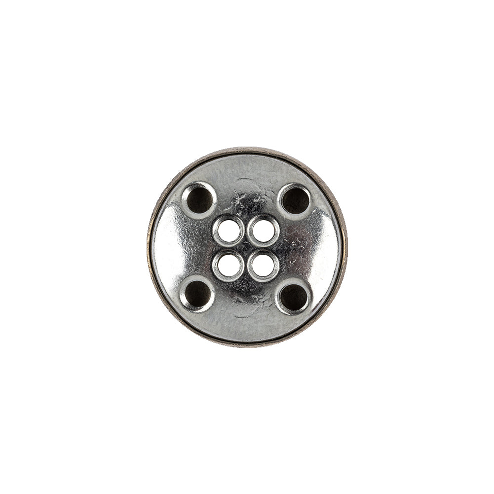 Italian Silver 4-Hole Metal Coat Button - 25L/16mm Detail Italian Silver 4-Hole Metal Coat Button - 25L/16mm Detail