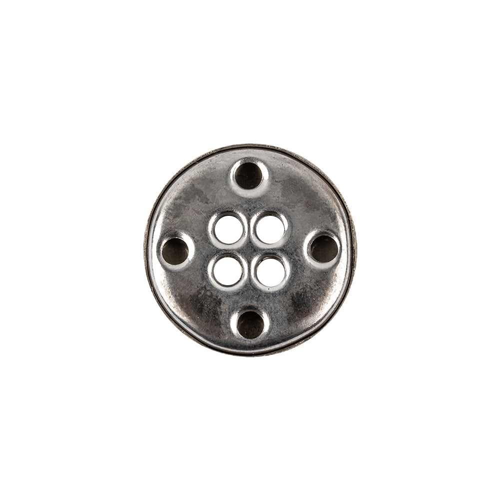 Italian Silver 4-Hole Metal Coat Button - 28L/18mm Detail Italian Silver 4-Hole Metal Coat Button - 28L/18mm Detail
