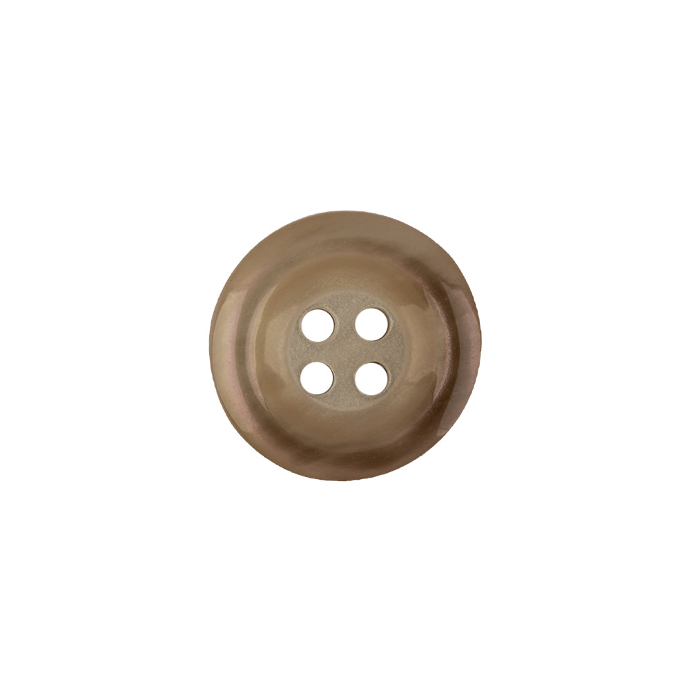 Italian Silver Birch Hologram and Beige Iridescent Rolled Rim 4-Hole Plastic Button - 24L/15mm Italian Silver Birch Hologram and Beige Iridescent Rolled Rim 4-Hole Plastic Button - 24L/15mm