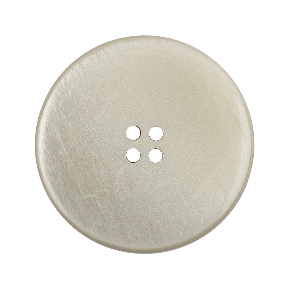 Italian Silver Birch Hologram and Beige Iridescent Rolled Rim 4-Hole Plastic Button - 48L/30.5mm Detail Italian Silver Birch Hologram and Beige Iridescent Rolled Rim 4-Hole Plastic Button - 48L/30.5mm Detail