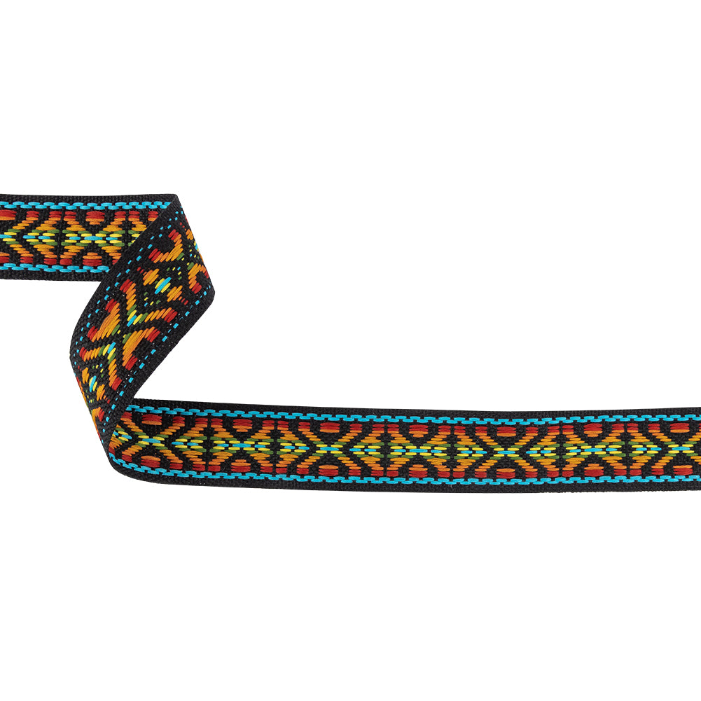 Rainbow and Black Tribal Embroidered Trimming - 1" Rainbow and Black Tribal Embroidered Trimming - 1"