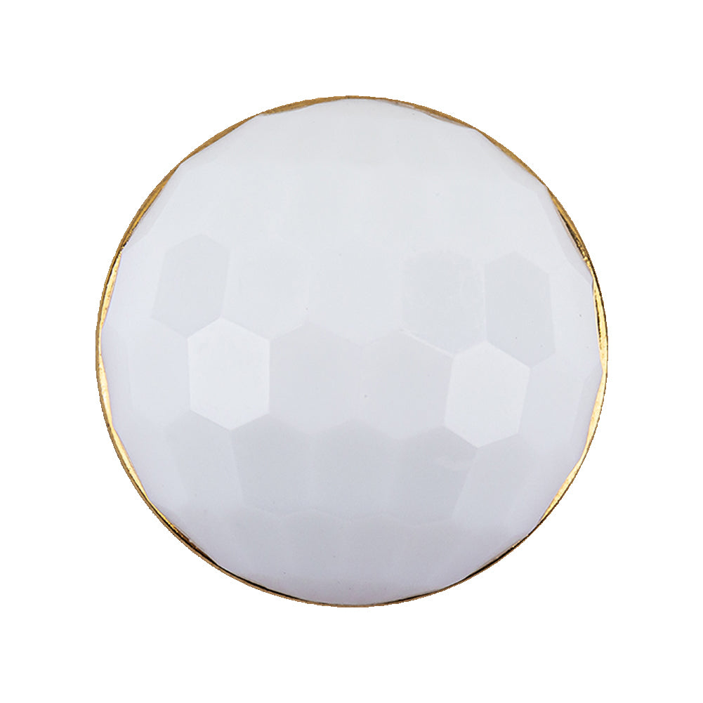 Italian White and Gold Geometric Faceted Dome Shaped Shank Back Button - 44L/28mm Italian White and Gold Geometric Faceted Dome Shaped Shank Back Button - 44L/28mm