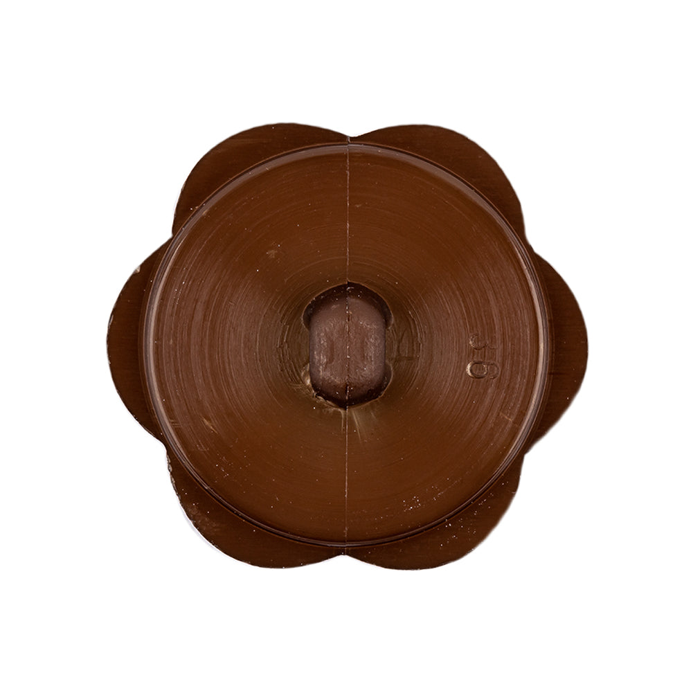 Italian Brown Floral and Geometric Shank Back Nylon Button - 44L/28mm Detail Italian Brown Floral and Geometric Shank Back Nylon Button - 44L/28mm Detail