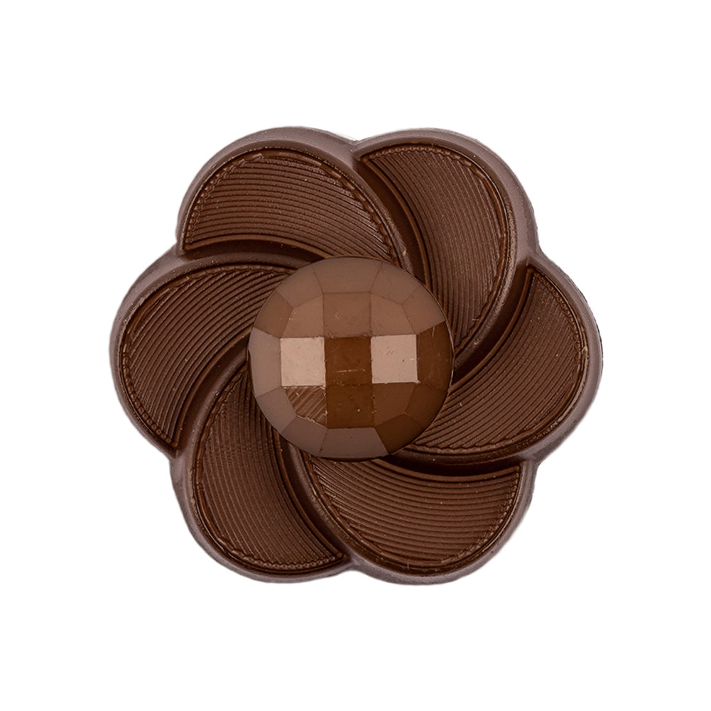 Italian Brown Floral and Geometric Shank Back Nylon Button - 44L/28mm Italian Brown Floral and Geometric Shank Back Nylon Button - 44L/28mm