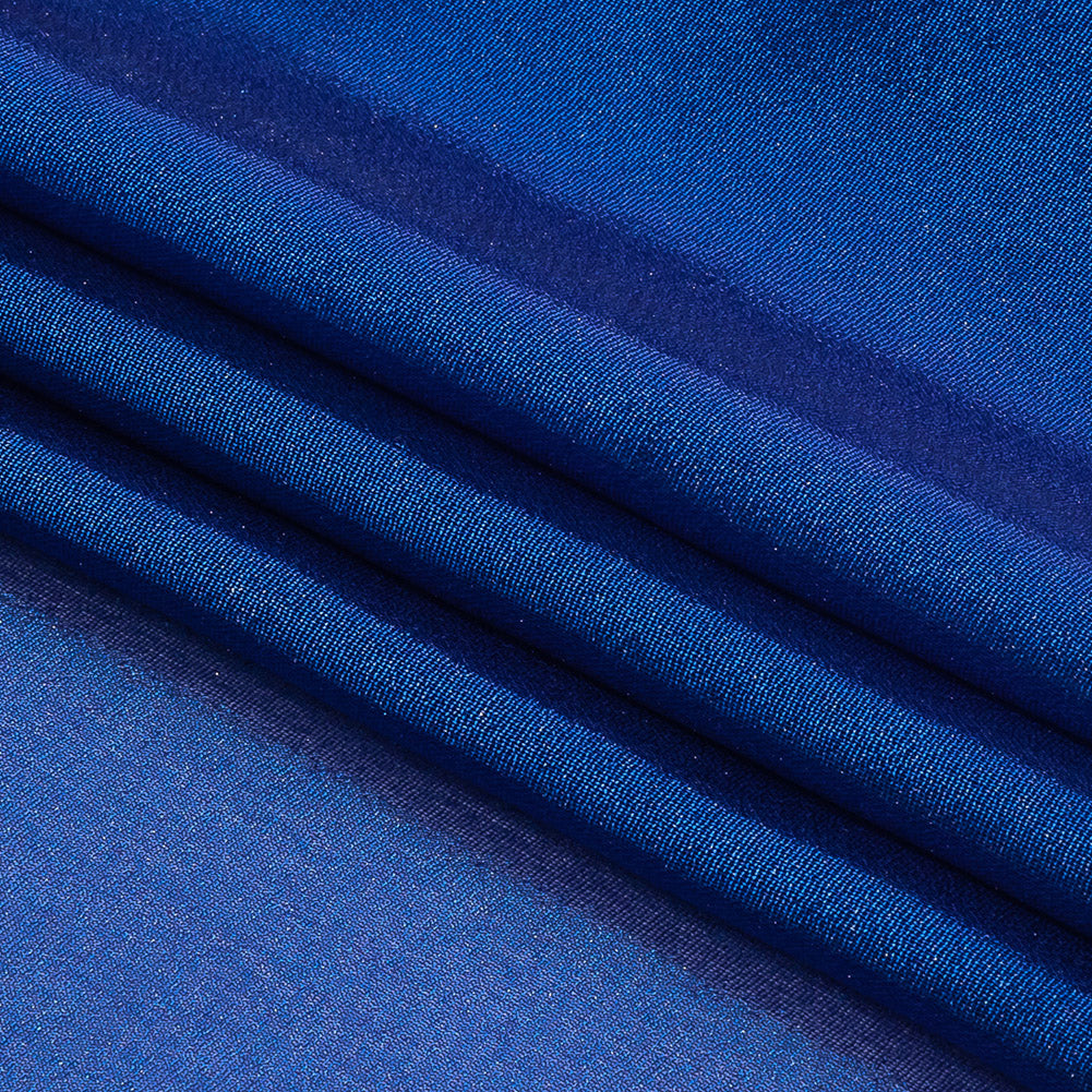 Metallic Magnetic Blue Liquid Sheen Polyester Chiffon Detail Metallic Magnetic Blue Liquid Sheen Polyester Chiffon Detail