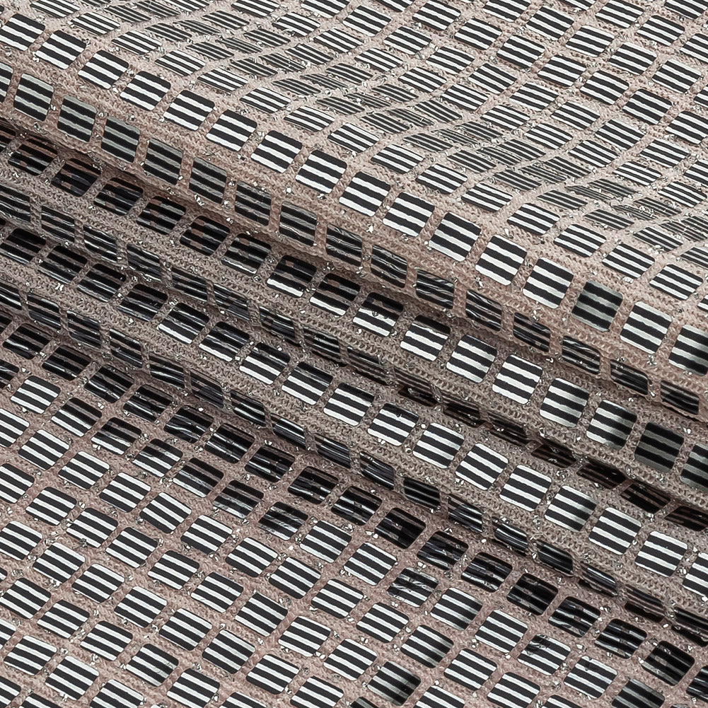 Stretch Knit with Square Metallic Sequins - Pale Pink- Liquid Sparks Collection Detail Stretch Knit with Square Metallic Sequins - Pale Pink- Liquid Sparks Collection Detail