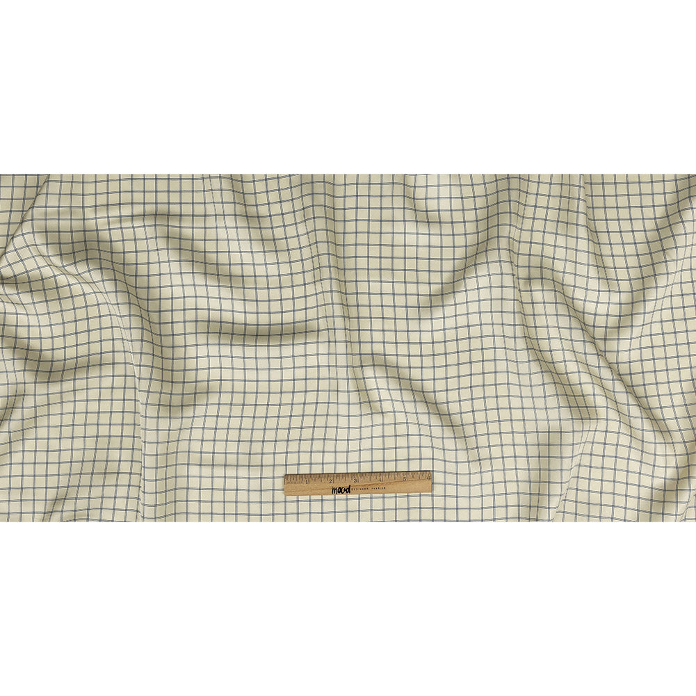 Papyrus and Twilight Blue Gridded Silk Twill Full Papyrus and Twilight Blue Gridded Silk Twill Full