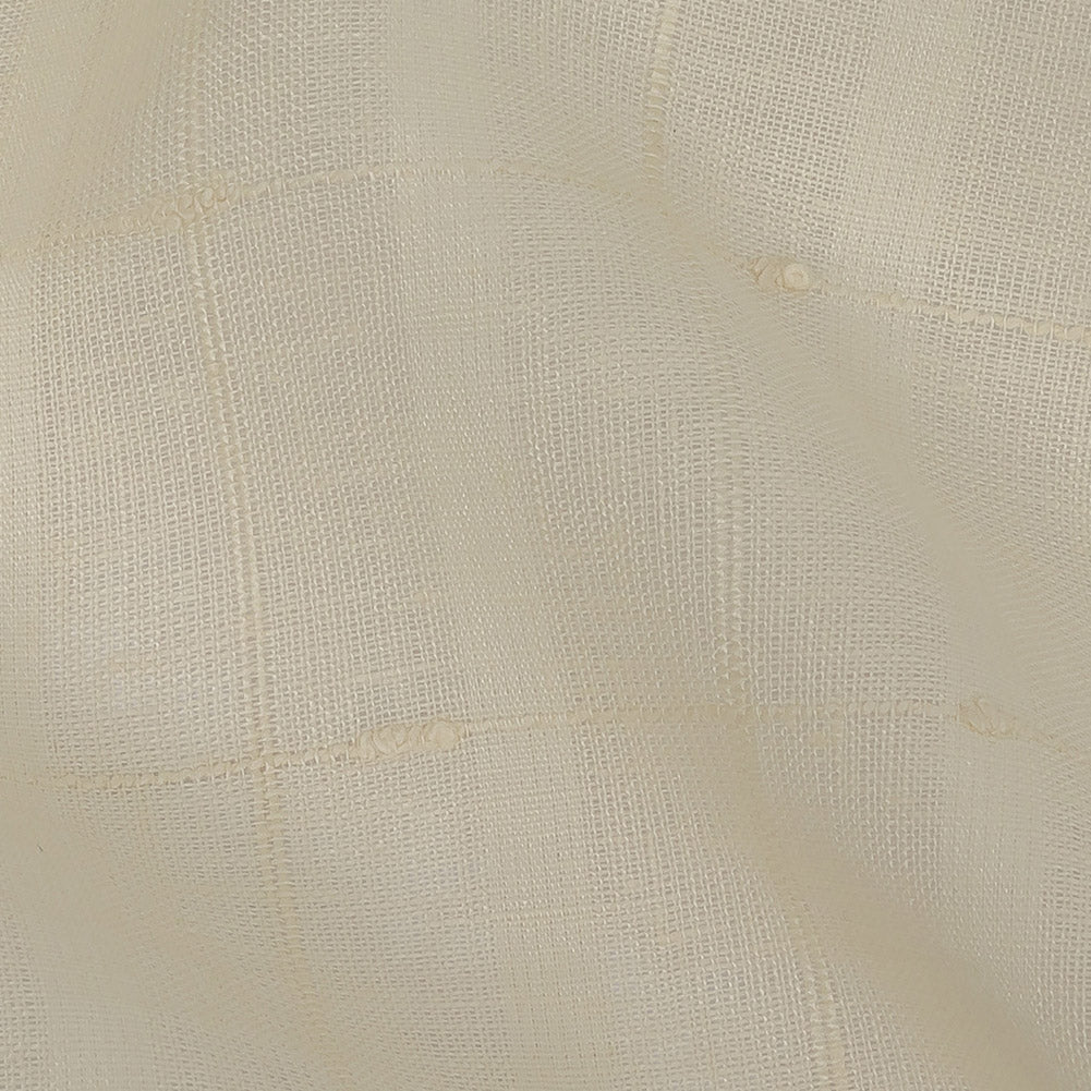 Ecru Slubbed Windowpane Checks Lightweight Linen Dobby Full Ecru Slubbed Windowpane Checks Lightweight Linen Dobby Full