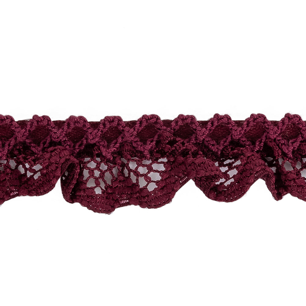 Wine Criss Cross Crochet Trimming - 0.625" Detail Wine Criss Cross Crochet Trimming - 0.625" Detail
