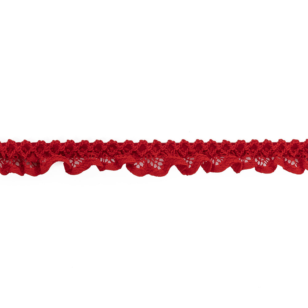 Fire Engine Red Criss Cross Crochet Trimming - 0.625" Fire Engine Red Criss Cross Crochet Trimming - 0.625"