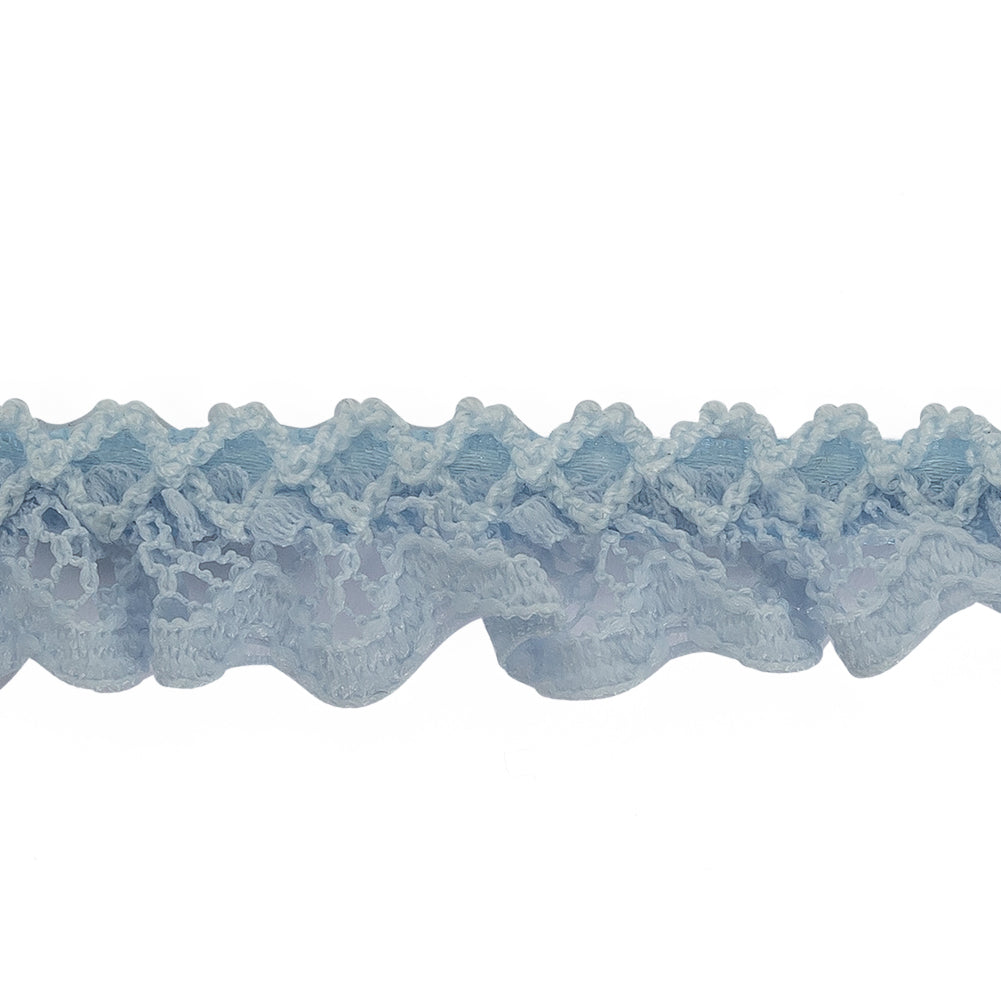 Baby Blue Criss Cross Crochet Trimming - 0.625" Detail Baby Blue Criss Cross Crochet Trimming - 0.625" Detail