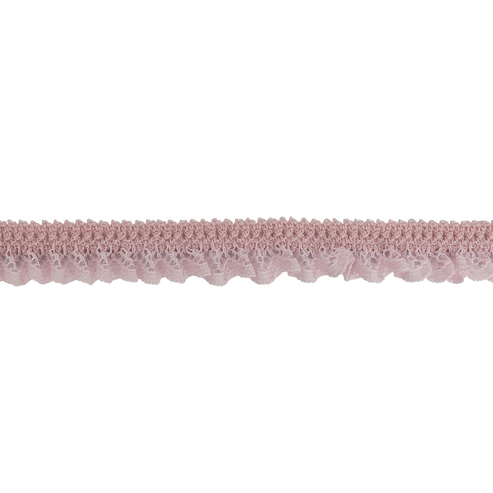 Primrose Pink Ruffled Stretch Lace Trimming - 0.625" Primrose Pink Ruffled Stretch Lace Trimming - 0.625"
