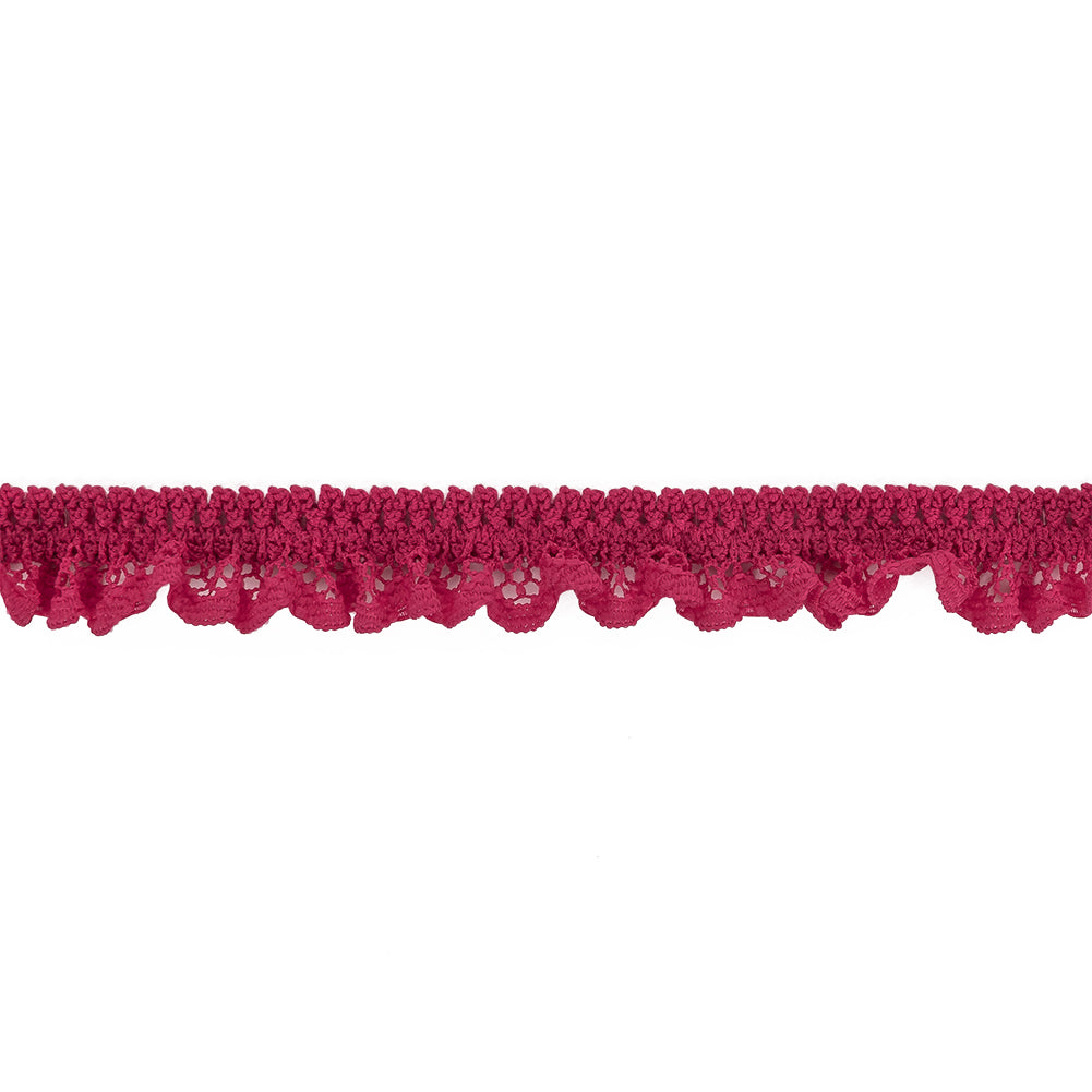 Deep Pink Ruffled Stretch Lace Trimming - 0.625" Deep Pink Ruffled Stretch Lace Trimming - 0.625"