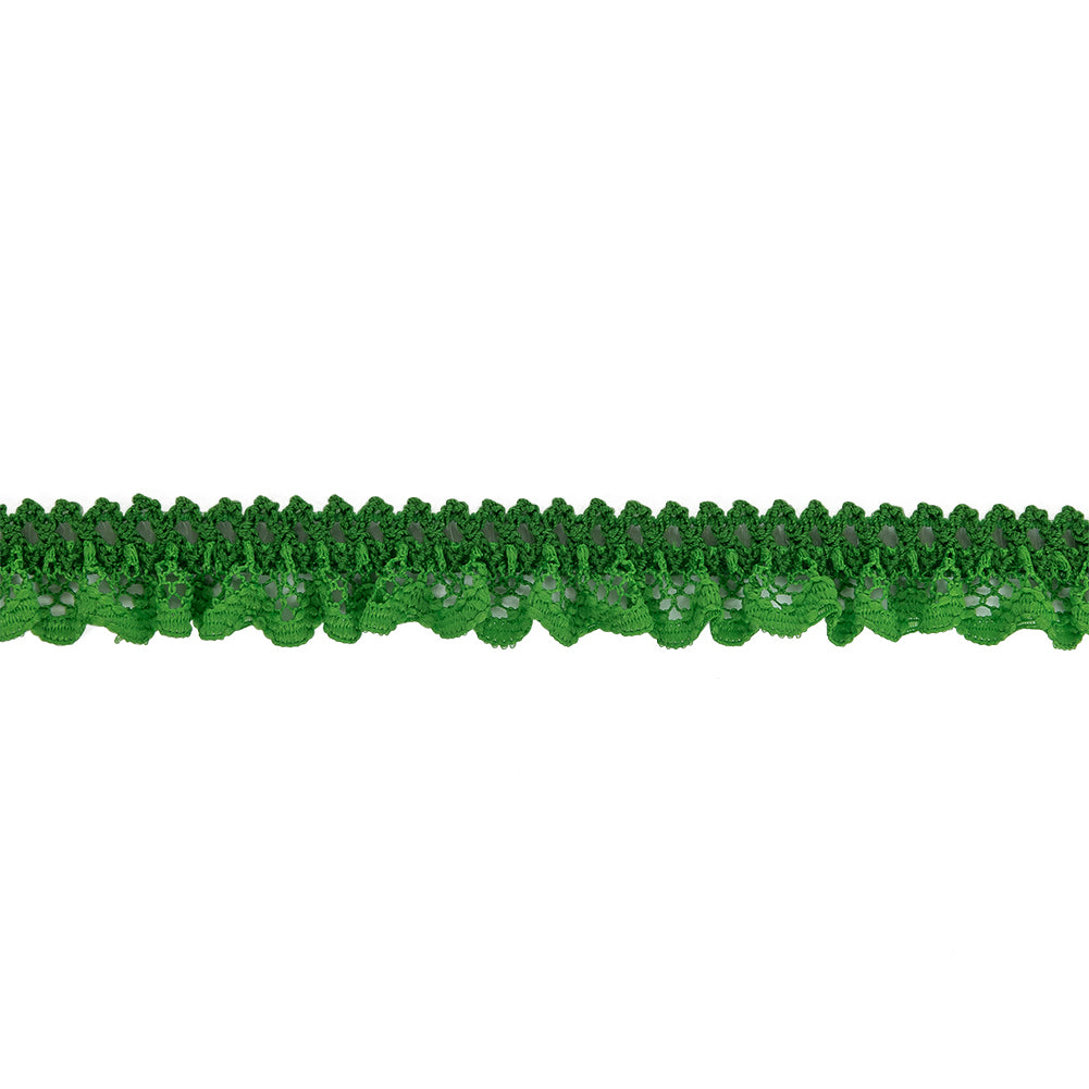 Grass Green Ruffled Stretch Lace Trimming - 0.625" Grass Green Ruffled Stretch Lace Trimming - 0.625"