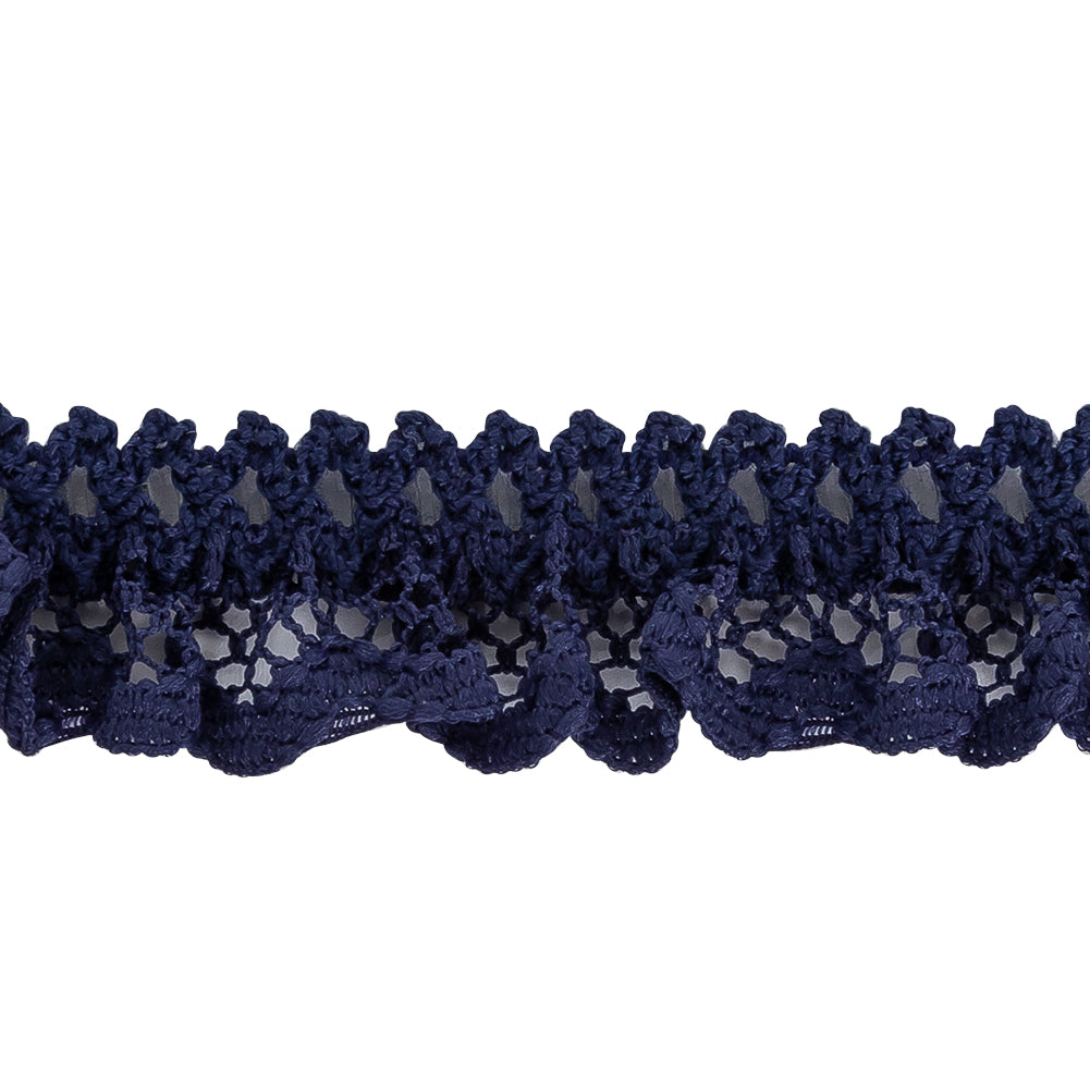 Black Iris Ruffled Stretch Lace Trimming - 0.625" Detail Black Iris Ruffled Stretch Lace Trimming - 0.625" Detail